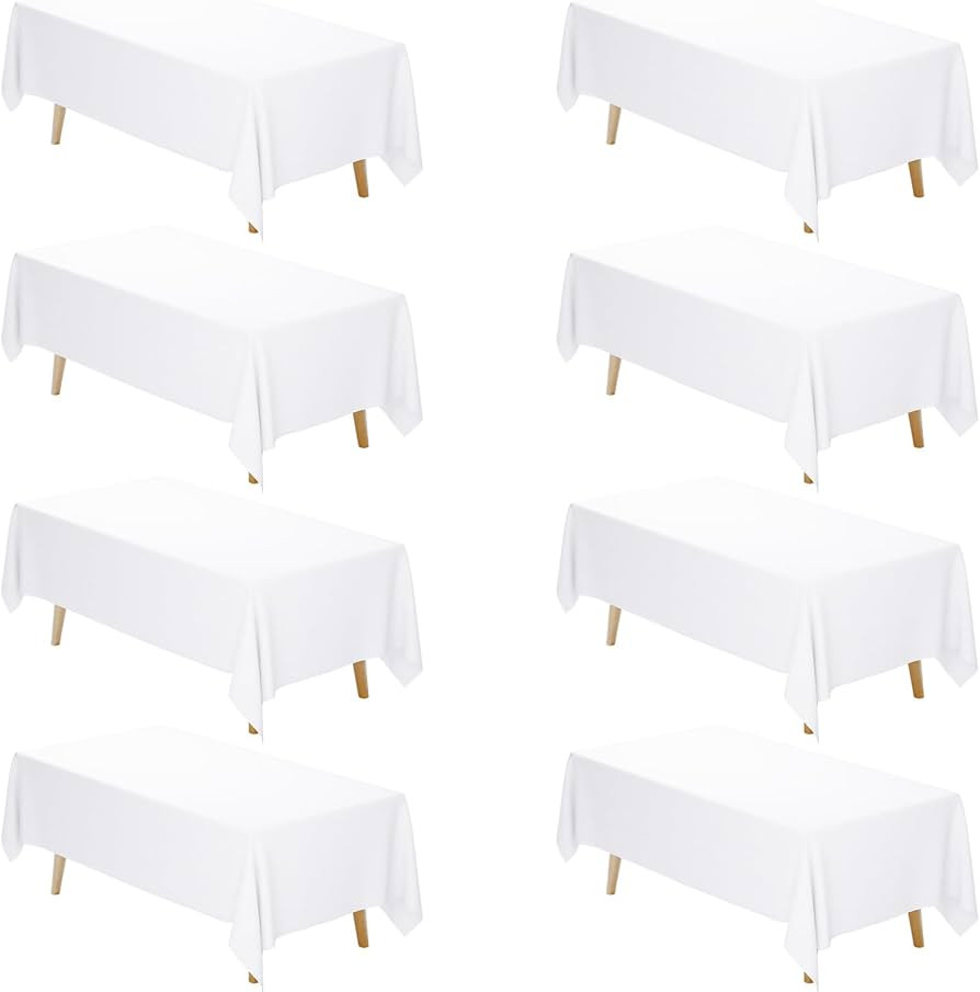 Fixwal 8 Pack White Tablecloths for Rectangle Table, 60 x 102 Inch Polyester Fabric Tablecloths R... | Amazon (US)