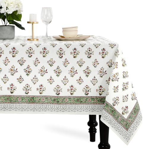 CPC Tablecloth 100% Cotton 60x90 Inch Indian Block Print Rectangle Table Cover, Washable Table Cl... | Amazon (US)