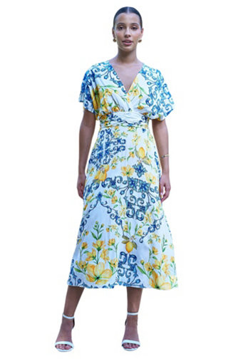 Women's Lemon-Print Midi Dress | Macy's
