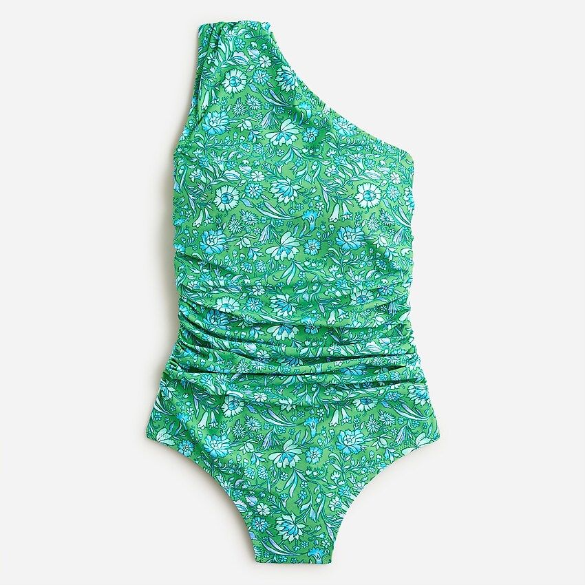 Ruched one-shoulder one-piece swimsuit in marigold blooms | J.Crew US