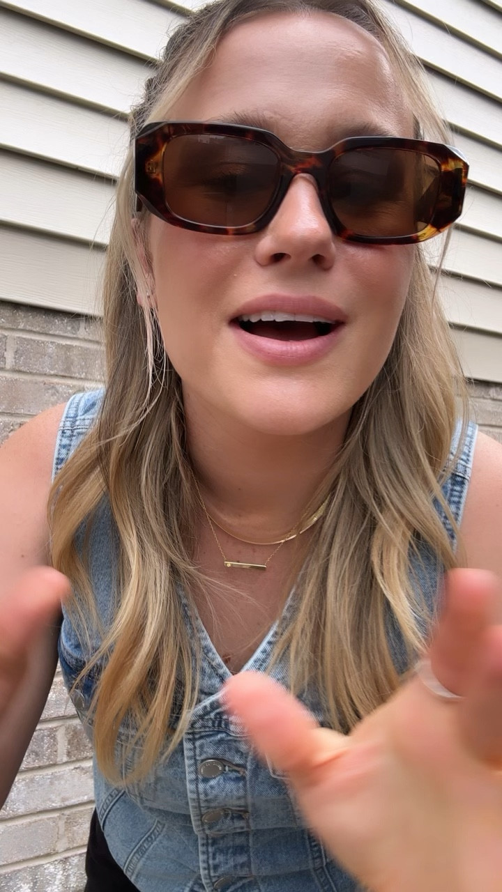 Todays outfit / jewelry is mostly amazon, sunglasses are Amazon, denim vest is $20, skort is under $20 and I paired it with a pair of adidas #summeroutfit #casualoutfit #postpartum 

#LTKFindsUnder50 #LTKShoeCrush #LTKSaleAlert