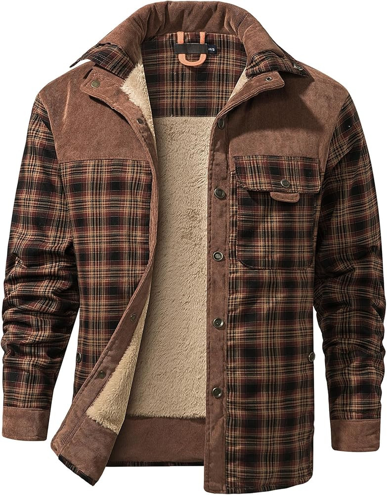 Mr.Stream Men's Outdoor Casual Vintage Long Sleeve Plaid Flannel Button Down Shirt Jacket | Amazon (US)