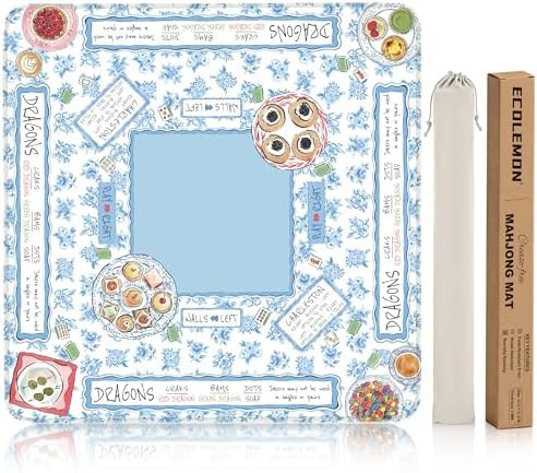 Crease-Free Mahjong Mat for Table, Cute Mahjong Mat with Rules, 31.5x31.5 in Non-Slip Rubber Back... | Amazon (US)