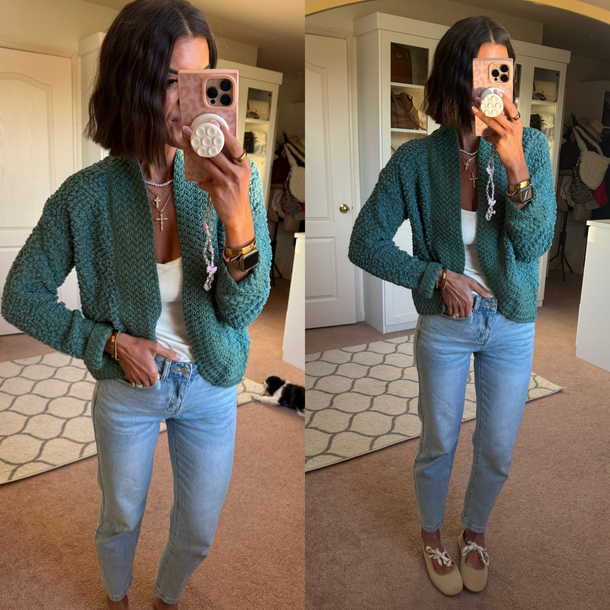 Size small in cardigan and tank, size 2 in jeans

#LTKSeasonal