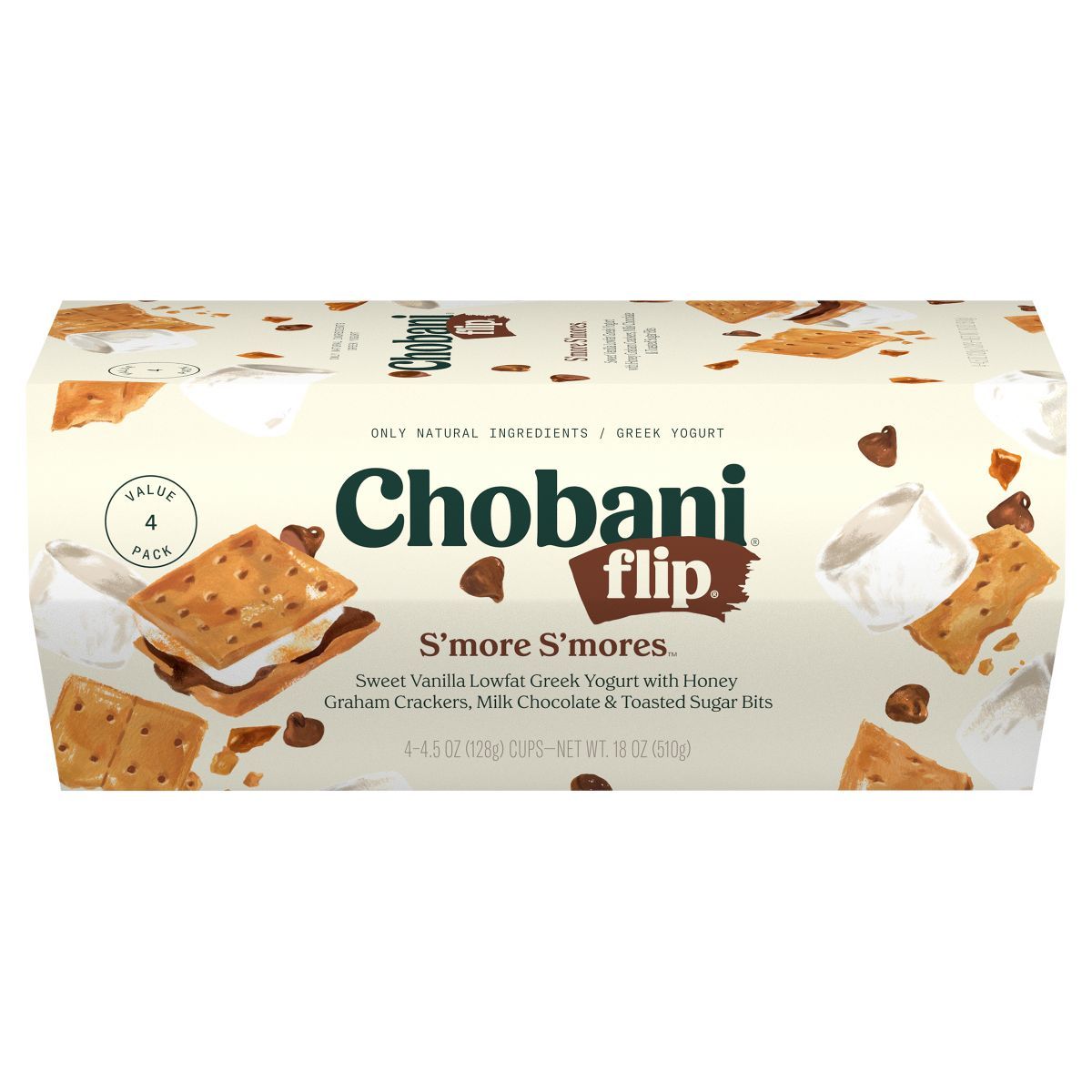 Chobani Flip Low-Fat Chocolate S'more S'mores Greek Yogurt - 4ct/4.5oz Cups | Target