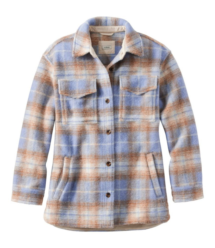 Women's Brushed Plaid Shacket Wisteria Blue Medium, Wool Synthetic L.L.Bean | L.L. Bean