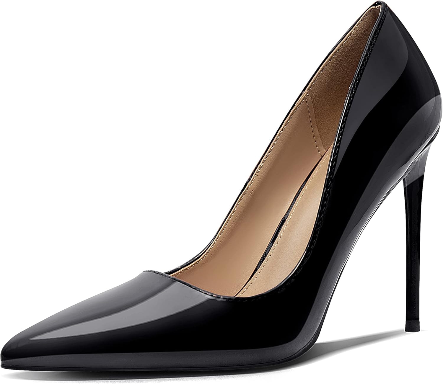 Women's Pumps Slip On High Heels with Pointed Toe 4.1 Inch Stiletto Bridal Party Dress Heels for ... | Amazon (US)