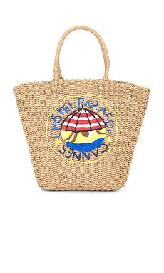 Damson Madder Straw Market Bag With L'hotel Embroidery in Straw from Revolve.com | Revolve Clothing (Global)