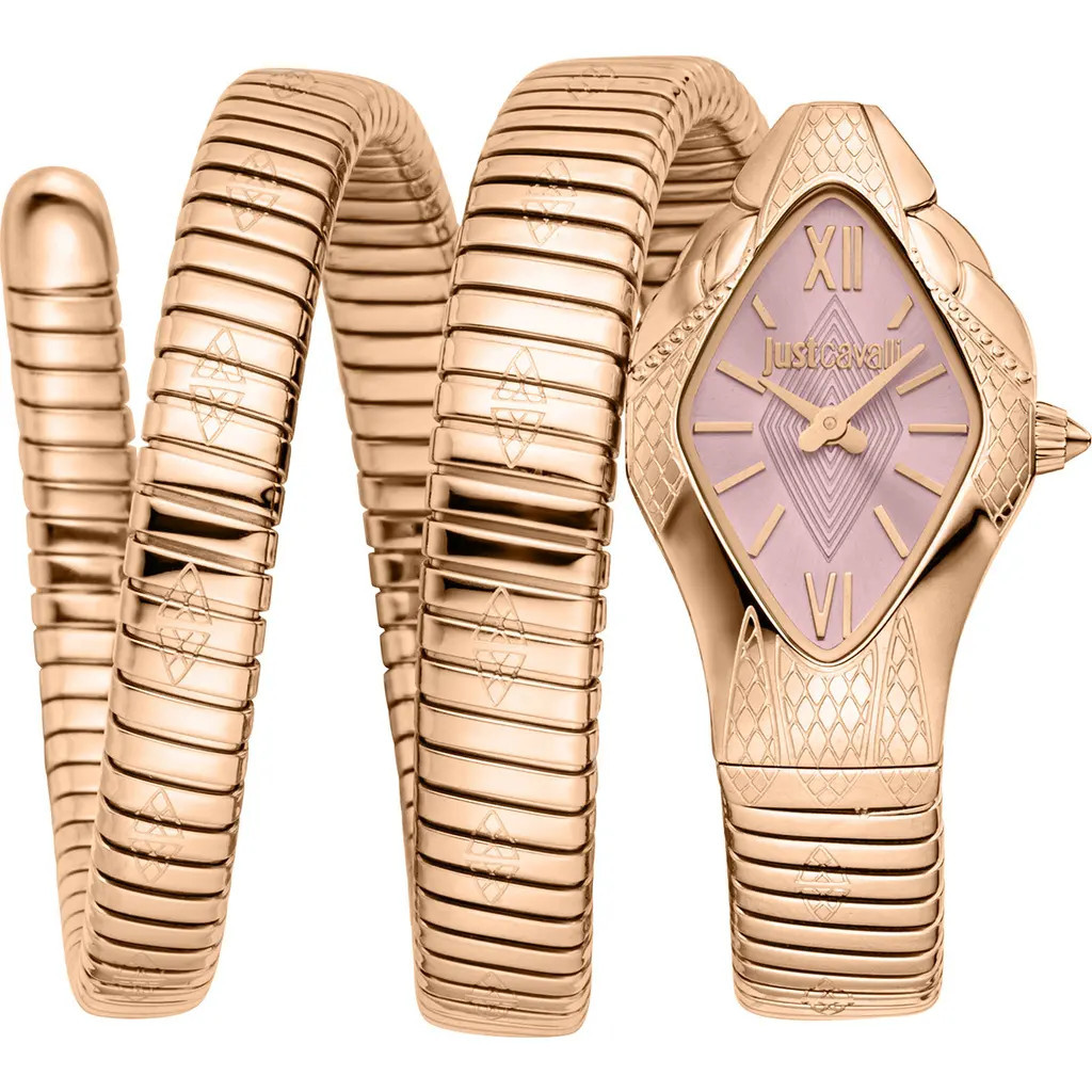Just Cavalli Coiled Snake Bracelet Watch, 22mm x 36.5mm in Rose Gold at Nordstrom Rack | Nordstrom Rack