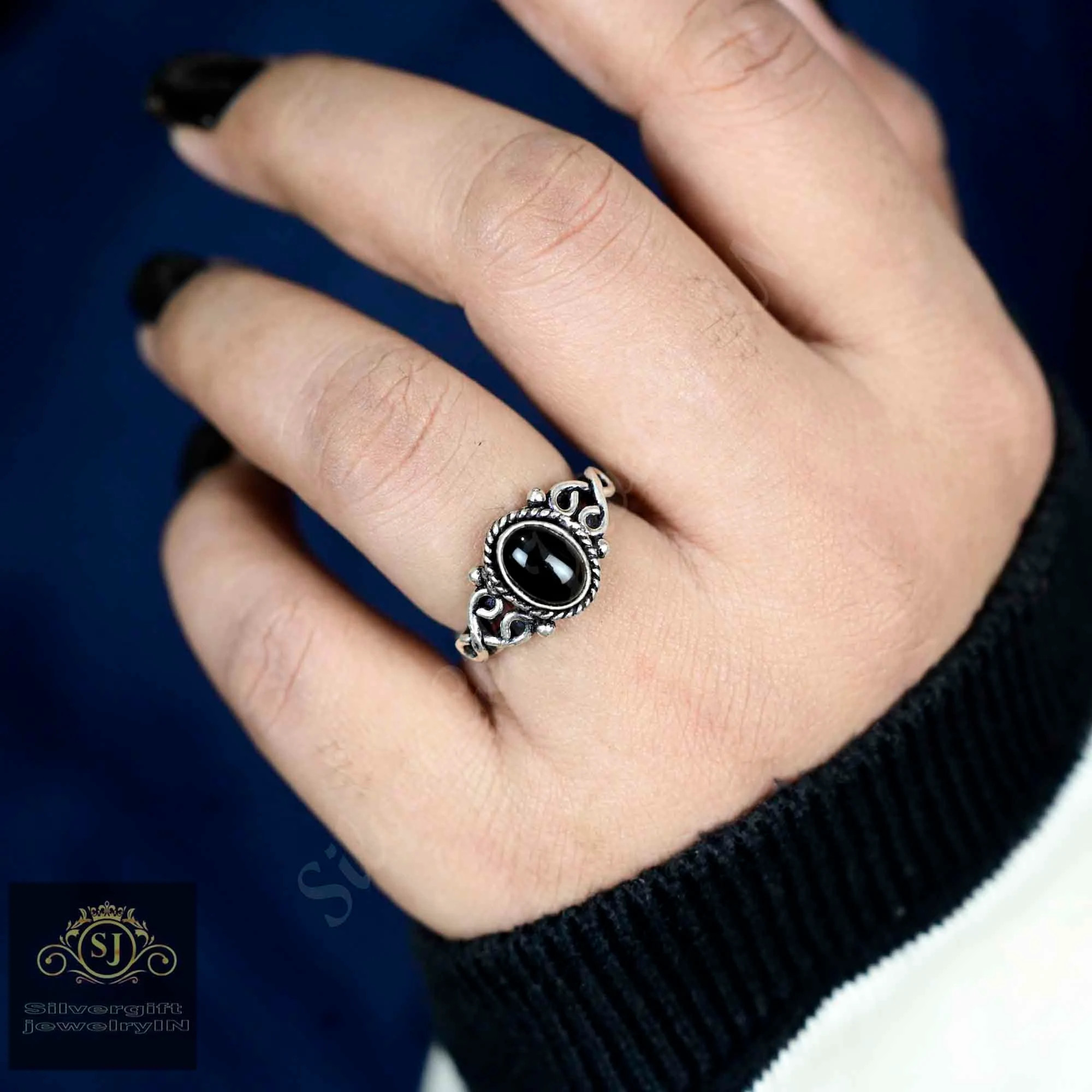 Handmade Black Obsidian Ring: Silver Gemstone Jewelry | Etsy (Global)