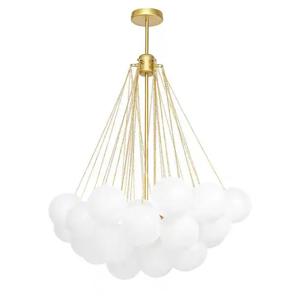 3-light Glass Globe Bubble Chandelier - Brass Black, Opal Glass - 37 Bubbles - Brass | Bed Bath & Beyond
