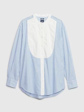 100% Organic Cotton Stripe Bib Big Shirt | Gap (US)