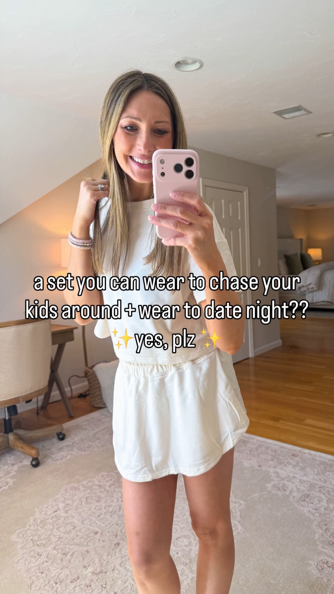 cutest Amazon skort set 🤍 perfect for chasing after the kids and can transition from day to night ✨

#LTKSeasonal #LTKmomlife #LTKootd