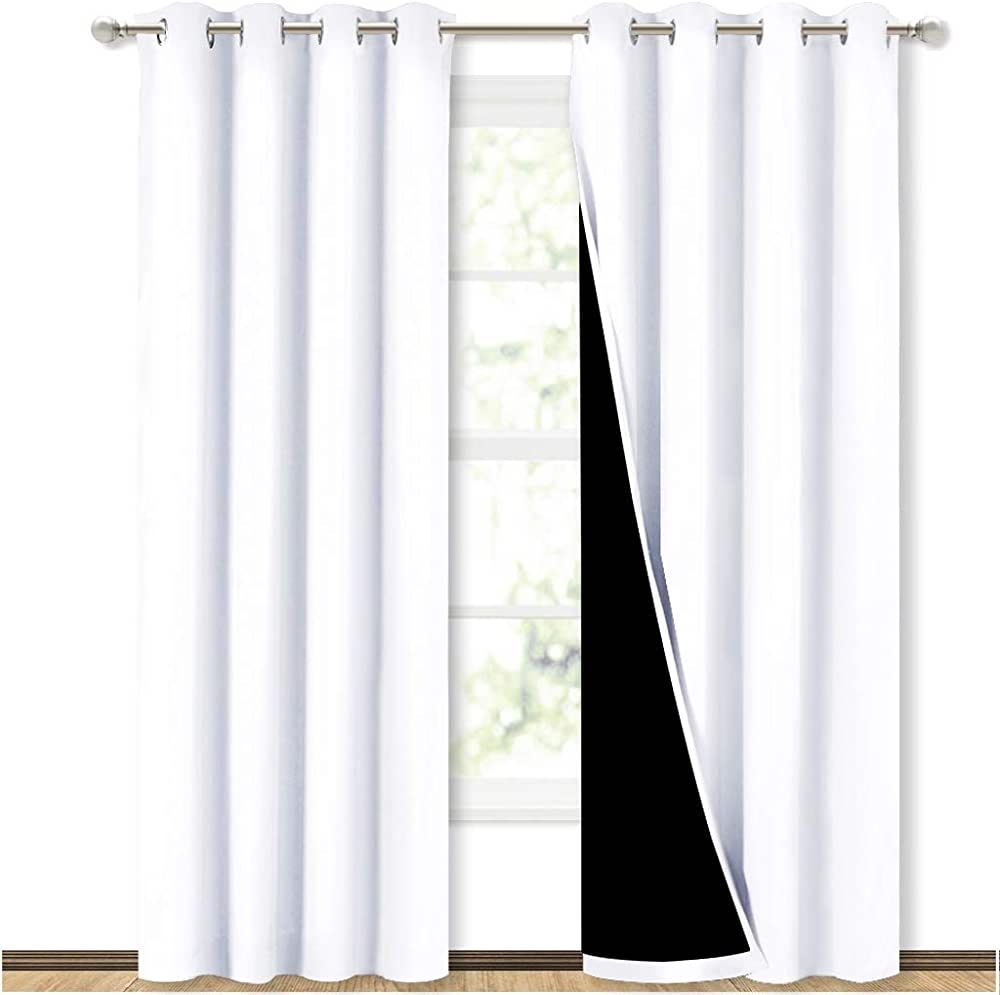 NICETOWN 100% Blackout Window Curtain Panels, Cold and Full Light Blocking Drapes with Black Line... | Amazon (US)