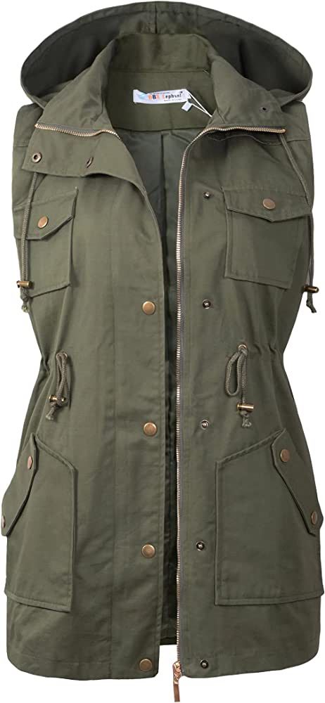 BBX Lephsnt Womens Utility Vest Drawstring Waist Military Sleeveless Jacket | Amazon (US)