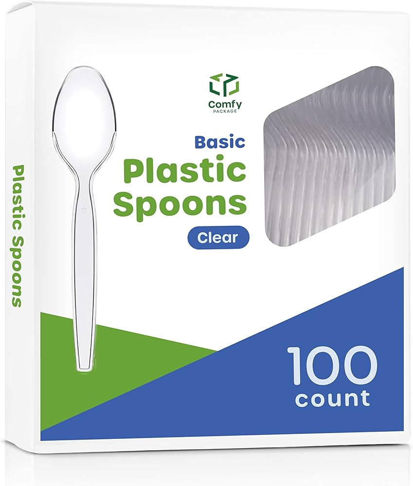 Comfy Package [100 Pack] Heavy Duty Disposable Clear Plastic Spoons - Plastic Silverware, Basic C... | Amazon (US)