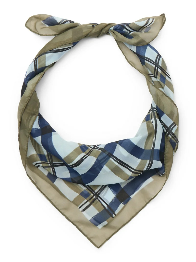 Time and Tru Women's 30 X 30 Printed Square Scarf, One Size, Green Ivy - Walmart.com | Walmart (US)