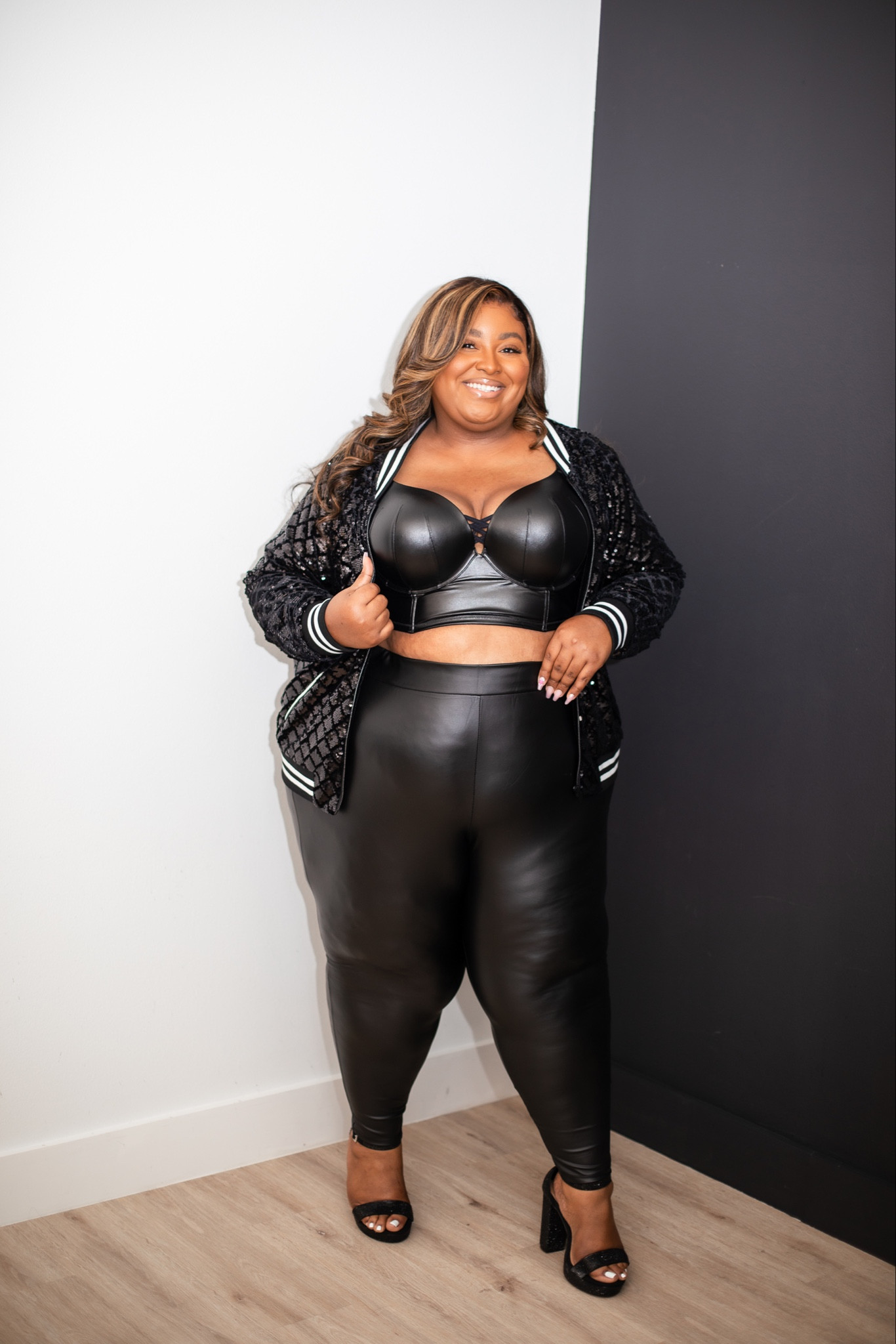 Super sexy all black outfit perfect for a plus sized or midsized babe, looking to slay a casual black outfit. I am 5’8, and wear a size 26/28 in pants, 3x in tops, size 26 in jackets, and 11.5 in shoes.

#LTKshoecrush #LTKplussize #LTKCyberWeek