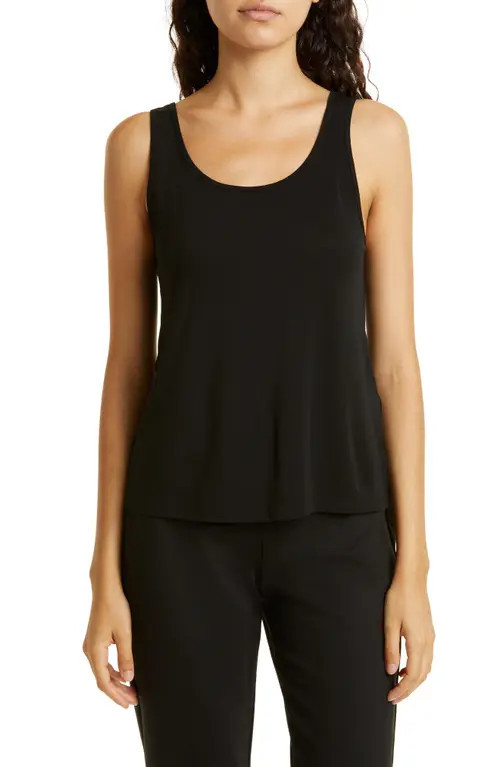 Eileen Fisher Slim Fit Scoop Neck Silk Tank in Black at Nordstrom, Size Small | Nordstrom