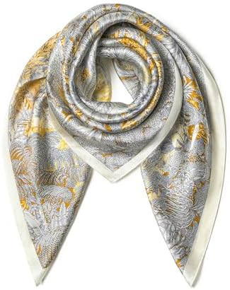 100% Pure Mulberry Silk Scarf 35" Large Square Lightweight Headscarf –Women’s Hair Wraps The ... | Amazon (US)