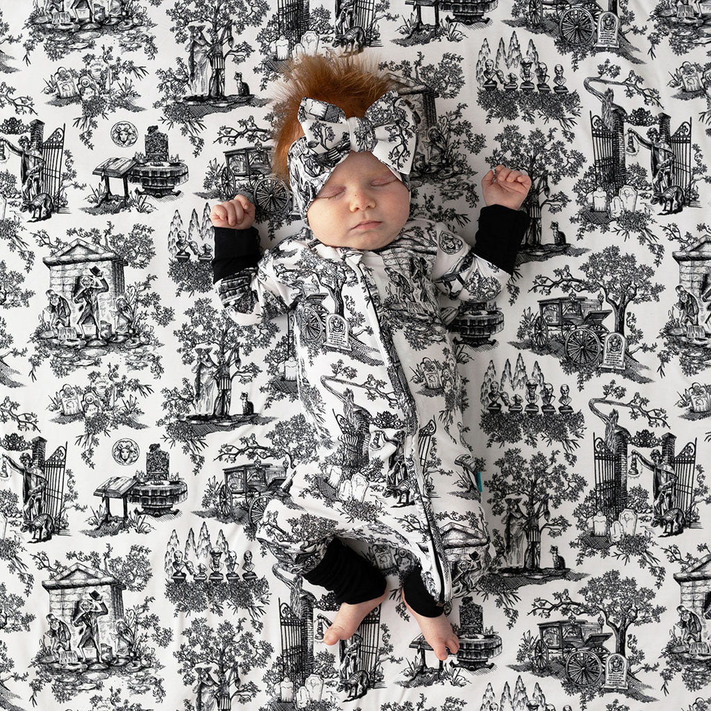 999 Happy Haunts White Long Sleeve Disney The Haunted Mansion Toile Convertible One Piece | Posh ... | Posh Peanut