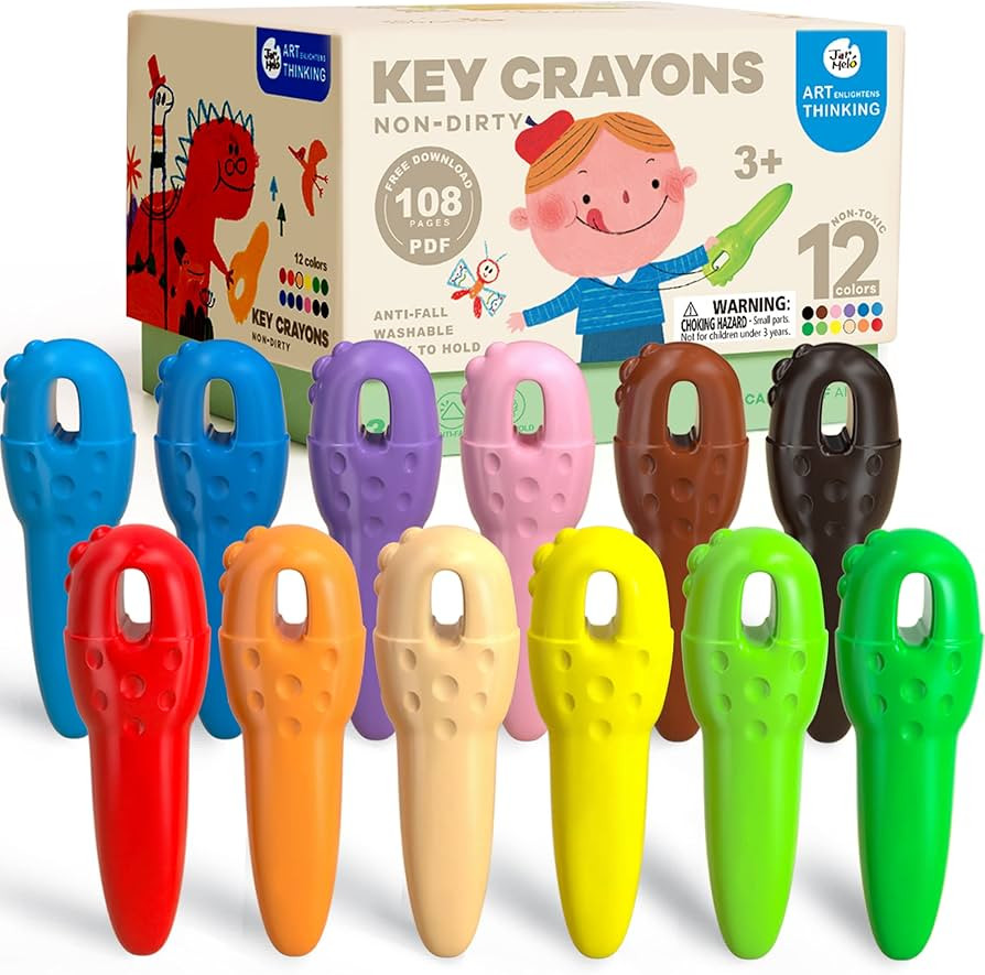 Mess Free Crayons for Toddlers, 12 Colors Baby's First Washable Jumbo Crayons with 108 FREE Color... | Amazon (US)