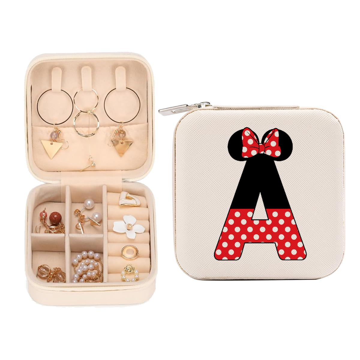 LONGXIN Cute Cartoon Mouse Gifts, Initial Travel Jewelry Case Small Jewelry Box Organizer, Person... | Amazon (US)