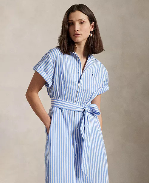 Polo Ralph Lauren Women's Belted Striped Cotton Shirtdress - Macy's | Macy's