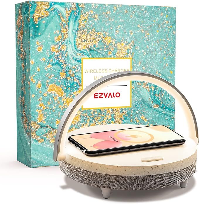 Gift for Her, EZVALO Music Table Lamp with Wireless Charger, 4 in 1 Touch Bedside Lamp, Portable ... | Amazon (US)