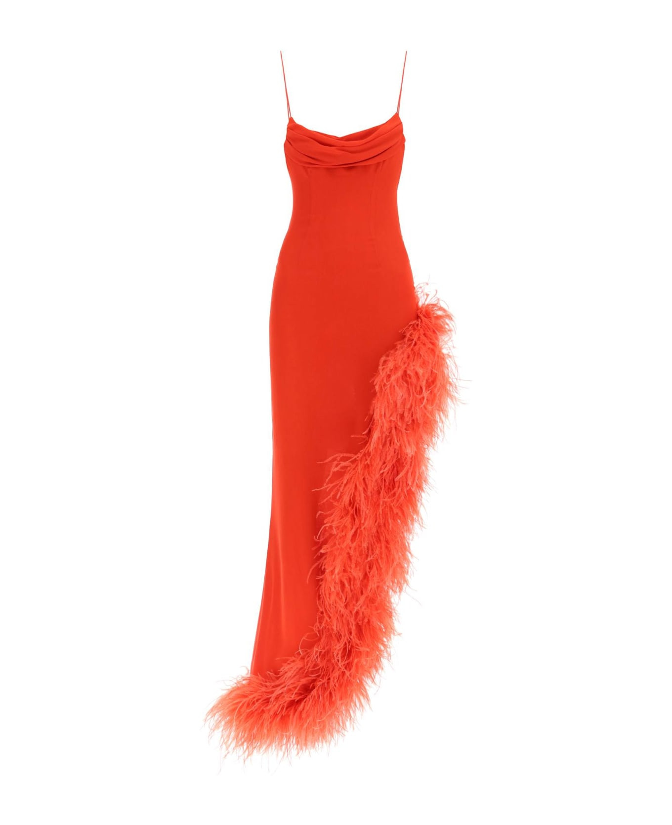 Silk Evening Dress With Feathers | Italist.com US