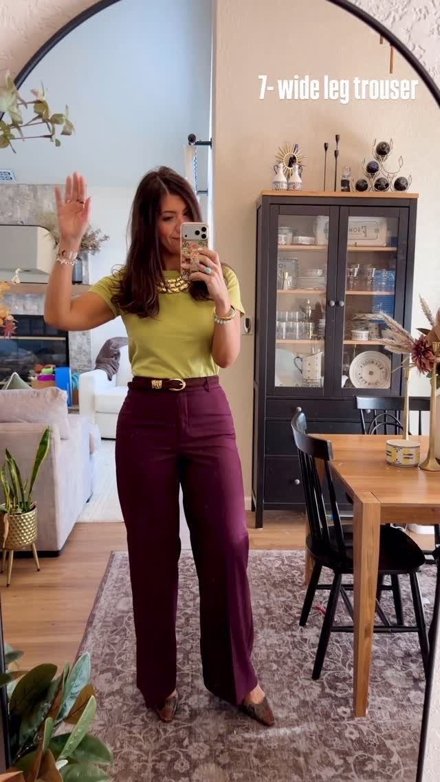 7- wide leg trouser
Medium tee and 8 trouser

#LTKMidsize #LTKTall #LTKWorkwear