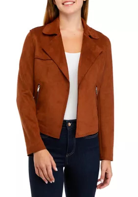 Philosophy Women's Drape Front Moto Vegan Suede Jacket | Belk