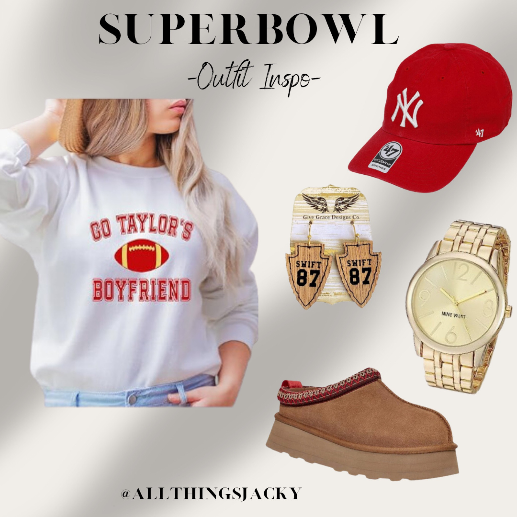 Super Bowl game day finds! 
Super Bowl. Gameday. Swifties. Taylor swift. Kelce. Kansas City chiefts. Karma. 

#LTKSeasonal #LTKstyletip #LTKfindsunder50