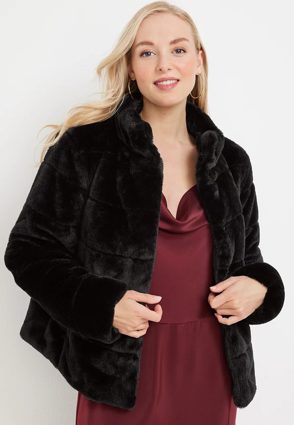 Black Faux Fur Coat | Maurices