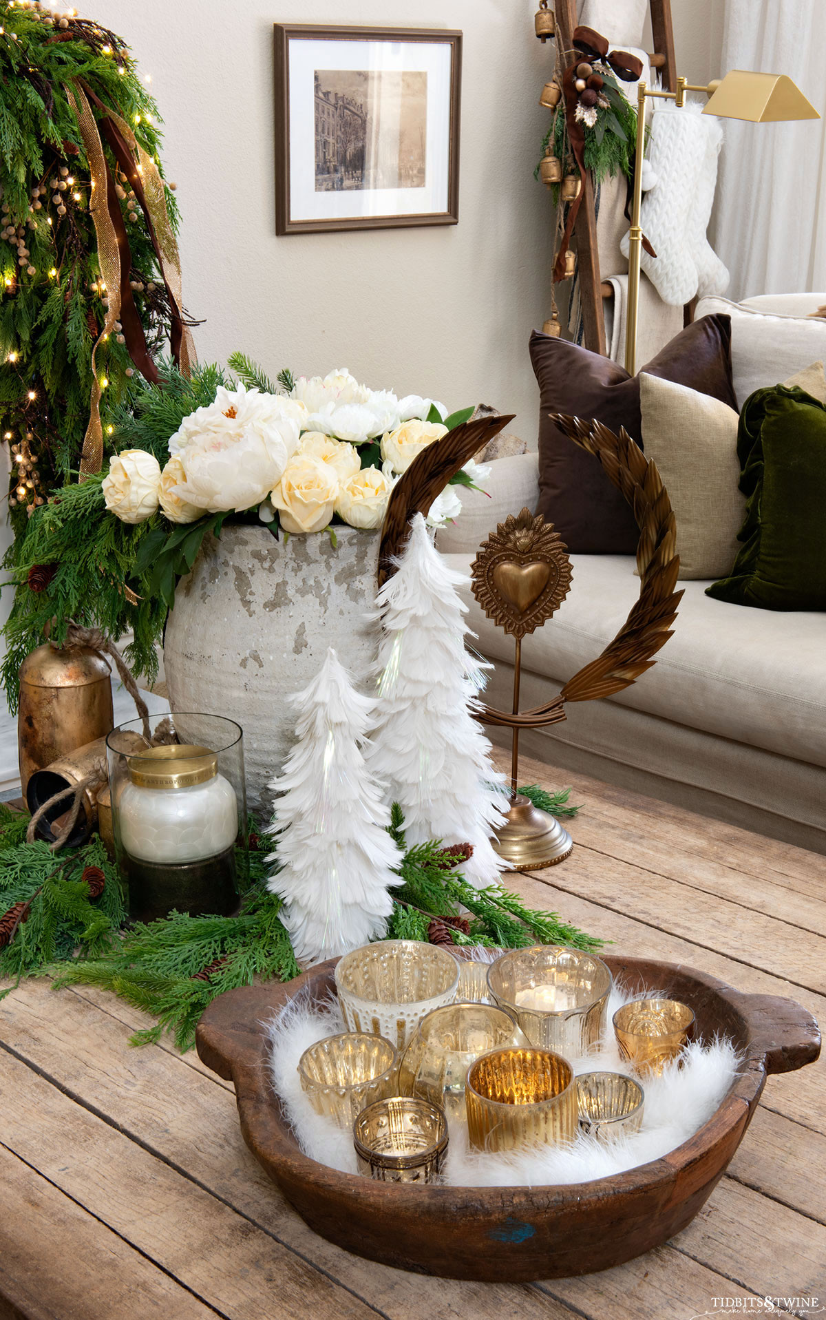 My Christmas living room  #fauxflowers #throwpillows #christmasdecor 

 #LTKHoliday #LTKSeasonal #LTKHome