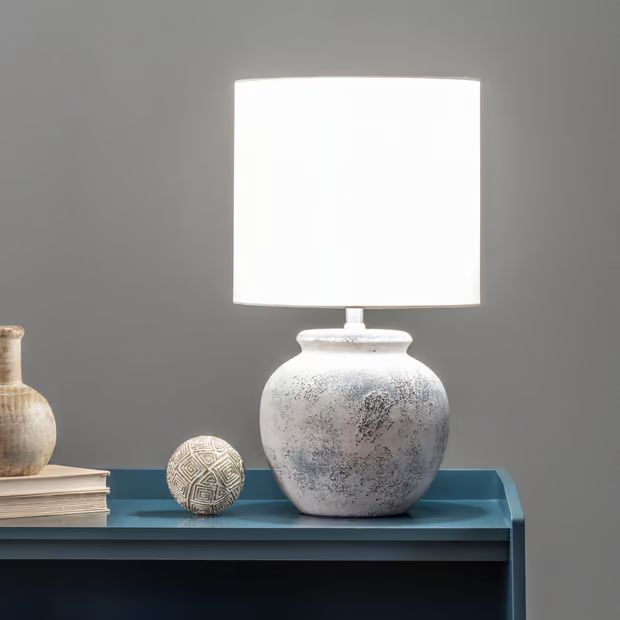 Grey 22-inch Textured Ceramic Timeworn Urn Table Lamp | Rugs USA