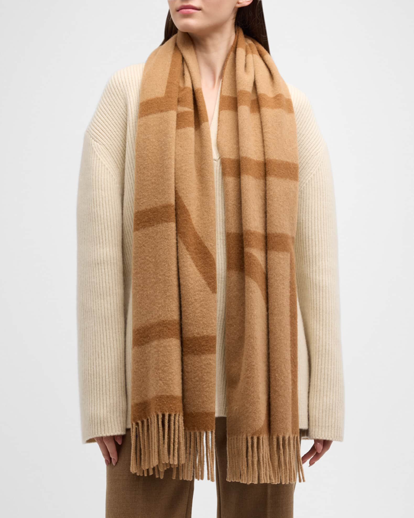 Jacquard Monogram Wool Scarf | Neiman Marcus