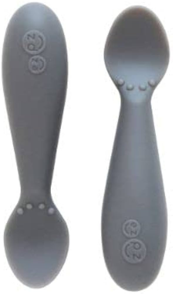 ezpz Tiny Spoon (2 Pack in Gray) - 100% Silicone Spoons for Baby Led Weaning + Purees - Designed ... | Amazon (US)