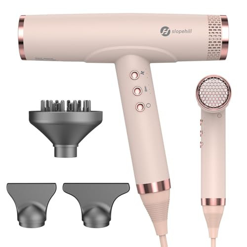 slopehill Professional Ionic Hair Dryer, High-Speed Blow Dryer with Brushless Motor for Salon Use, Lightweight Compact Hairdryer for Travel, Low Noise Quiet for Home, Ceramic Pink | Amazon (US)