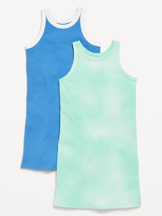Printed Sleeveless Ribbed Dress 2-Pack for Girls | Old Navy | Old Navy (US)