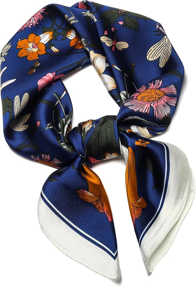 Stlvoll 27.5" Silk Neck Scarf of Women's Fashion Head Scarf Square Neck Satin Scarfs for Bag Hair... | Amazon (US)