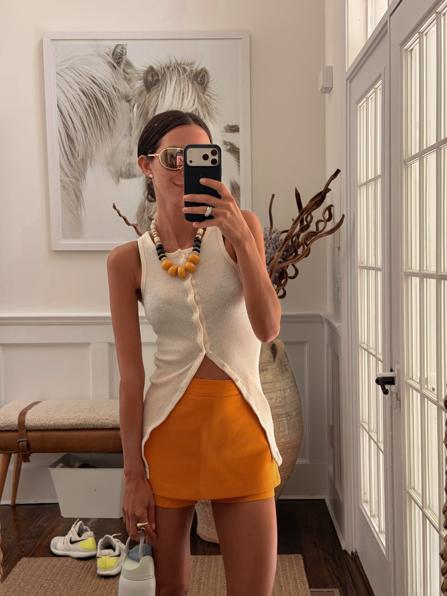 Sunday OOTD 🧡 My sunnies are Chanel and necklace is Lizzie Fortunato
