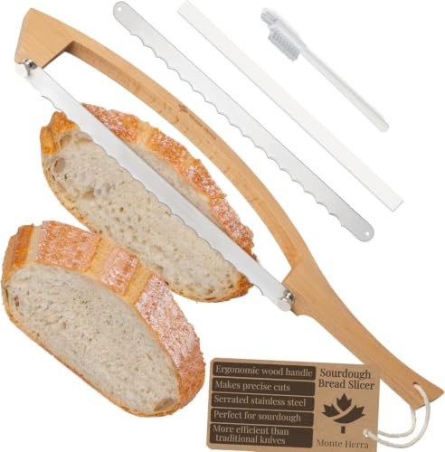 Bread Knife for Homemade Bread 17" Wooden Sourdough Bread Knife - 2 Blades | Amazon (US)