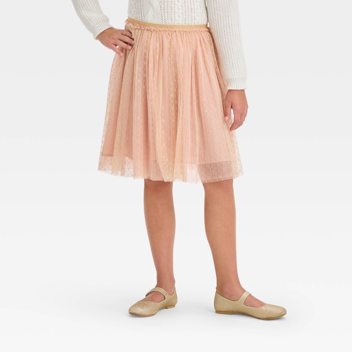 Girls' Embroidered Holiday Skirt - Cat & Jack™ Gold | Target