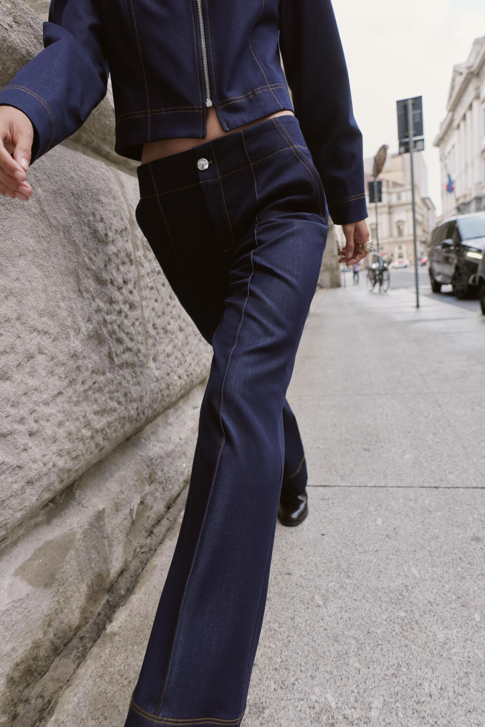 CONTRAST TOPSTITCHING BOOTCUT PANTS | Zara US