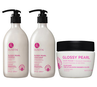 Luseta Glossy Pearl Shampoo, Conditioner & Mask Set | QVC