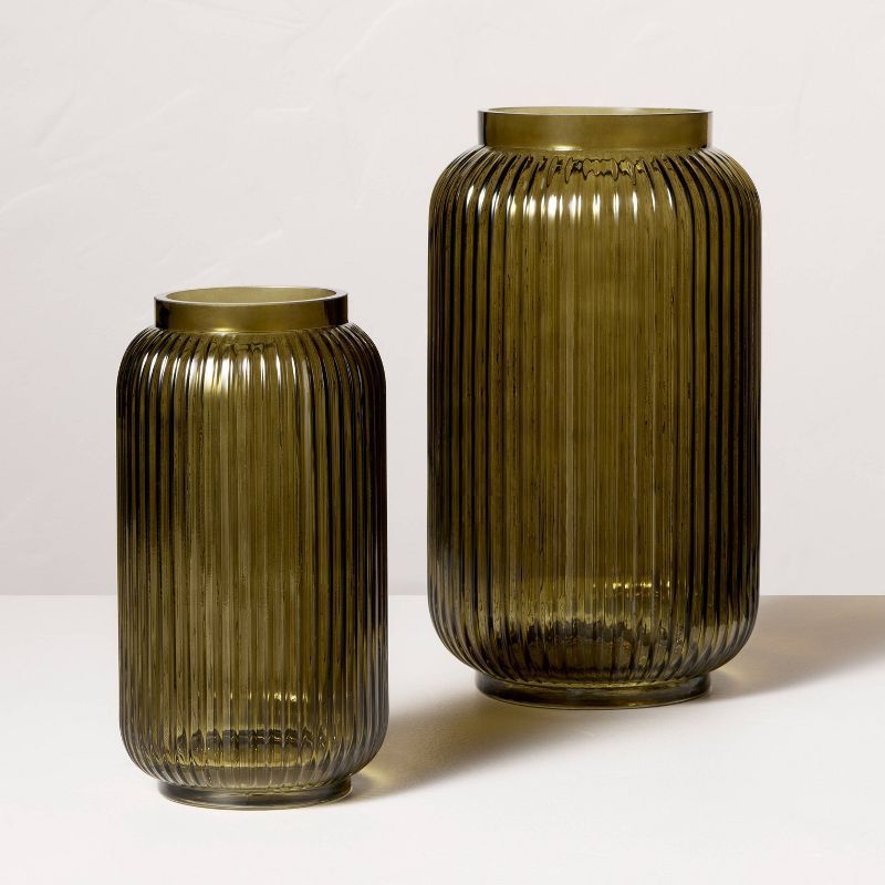 Ribbed Glass Jug Vase Dark Green - Hearth & Hand™ with Magnolia | Target