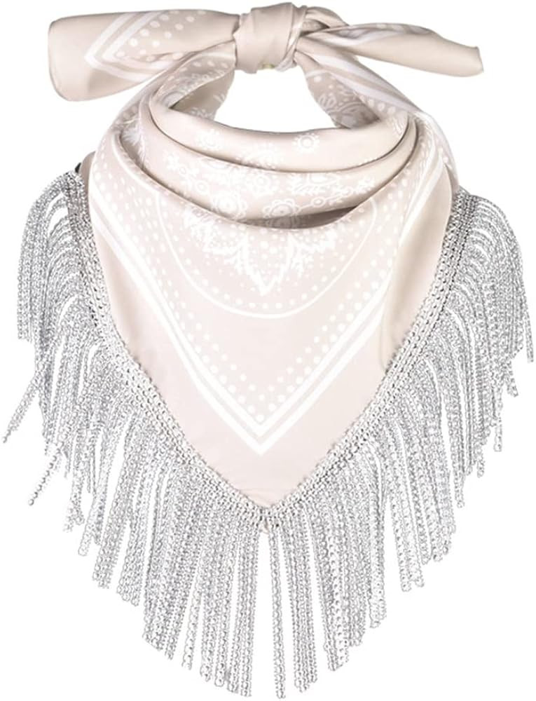 Junhcone Cowgirl Bandanas Shawl Rhinestones Fringe Paisley Scarf Bachelorette Bandanas Cowboys Ba... | Amazon (US)