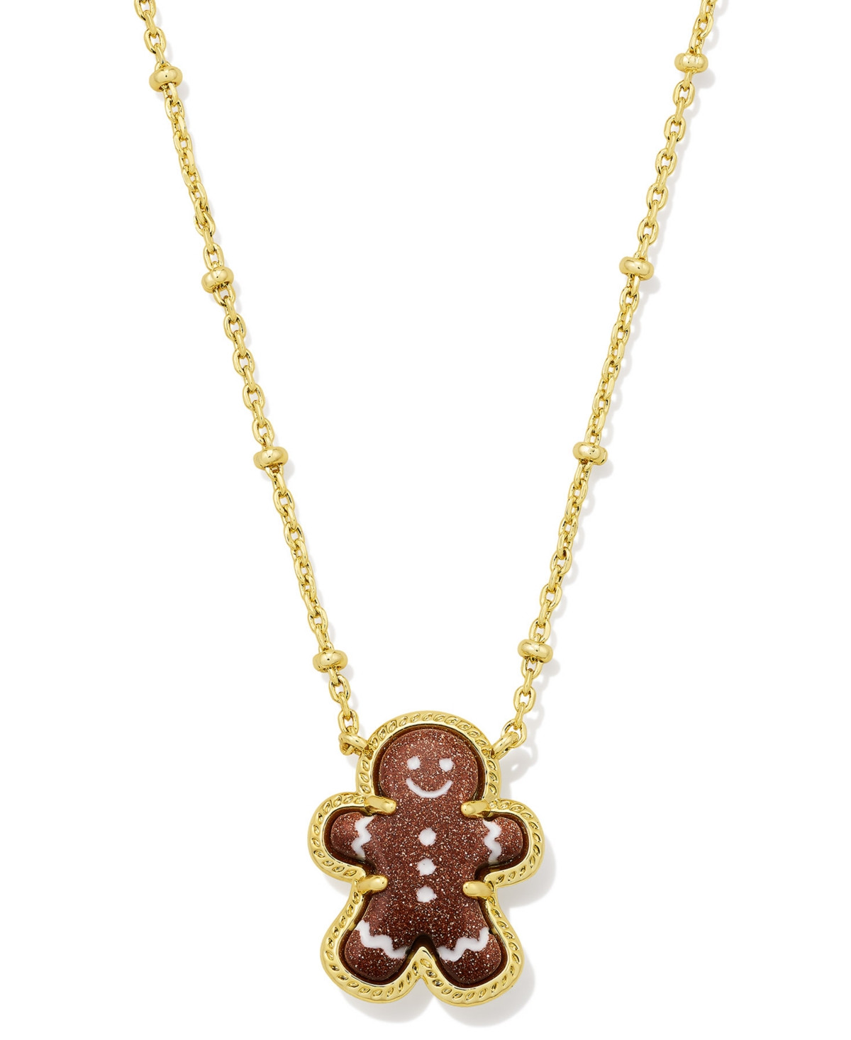 Kendra Scott 14K Gold-Tone Over Brass Short Pendant Necklace - Gold Brown Goldstone | Macy's