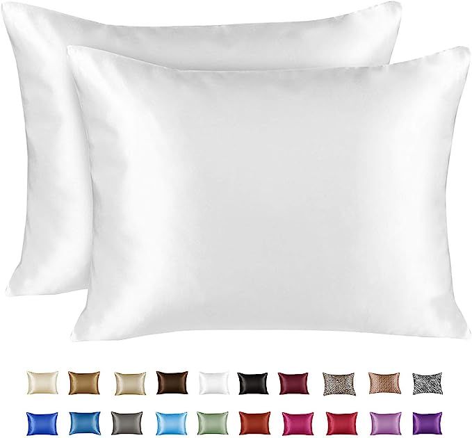 ShopBedding Luxury Satin Pillowcase for Hair – King Satin Pillowcase with Zipper, White (Pillow... | Amazon (US)
